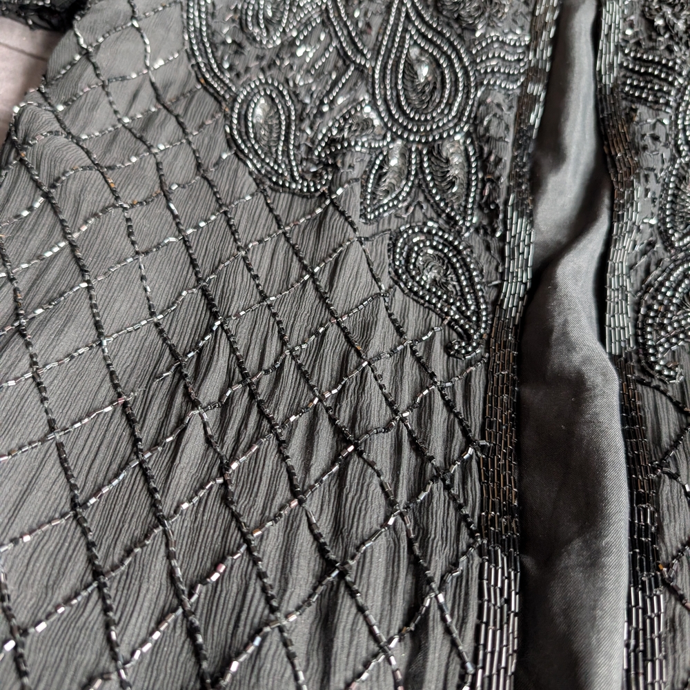 📼 Vintage Black Beaded Embellished Evening Jacket - Medium - Picture 15 of 15